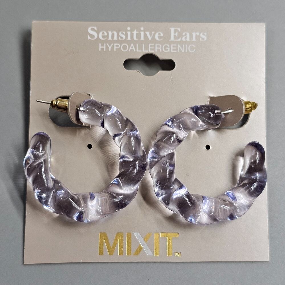 MIXIT Sensitive Ears Chunky Twisted Rope Hoop Earrings Hypoallergenic NEW